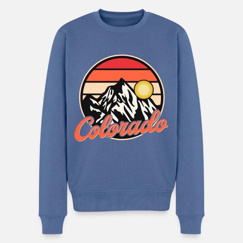 Colorado Retro Style Landscape - Pull Premium bio Homme - bleu pigeon