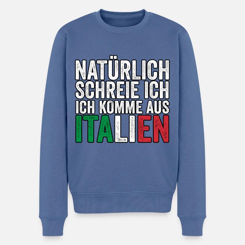Italie Vaffanculo italien - Pull Premium bio Homme - bleu pigeon