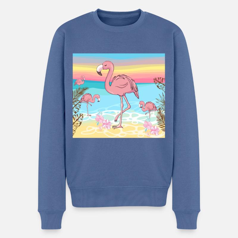 Flamingo - Männer Premium Bio Pullover - Taubenblau