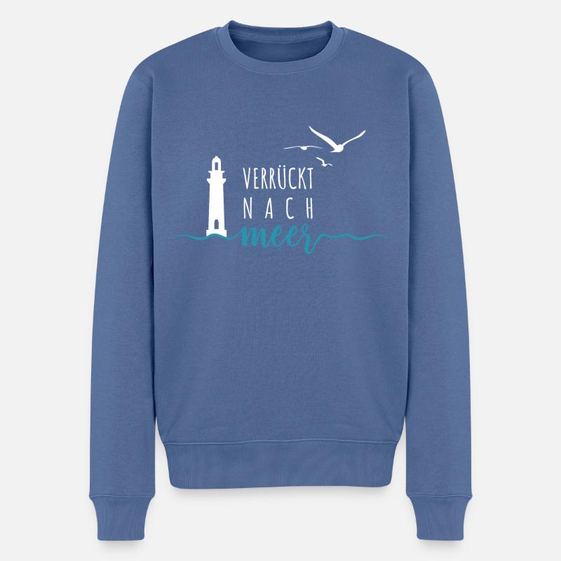 Ein bisschen Meer geht immer - Wellen Nordsee - Männer Premium Bio Pullover - Taubenblau