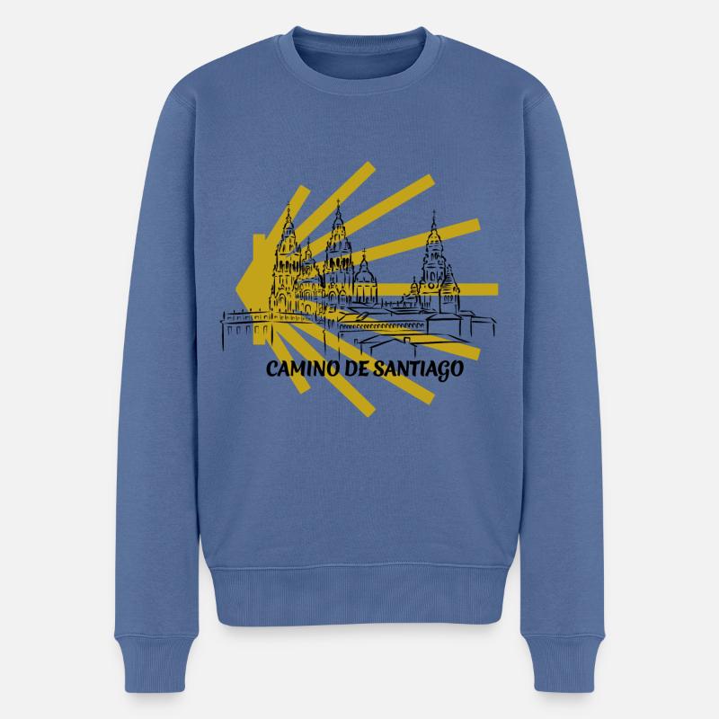 Camino - Jakobsweg - Pilgertour - Santiago - Männer Premium Bio Pullover - Taubenblau