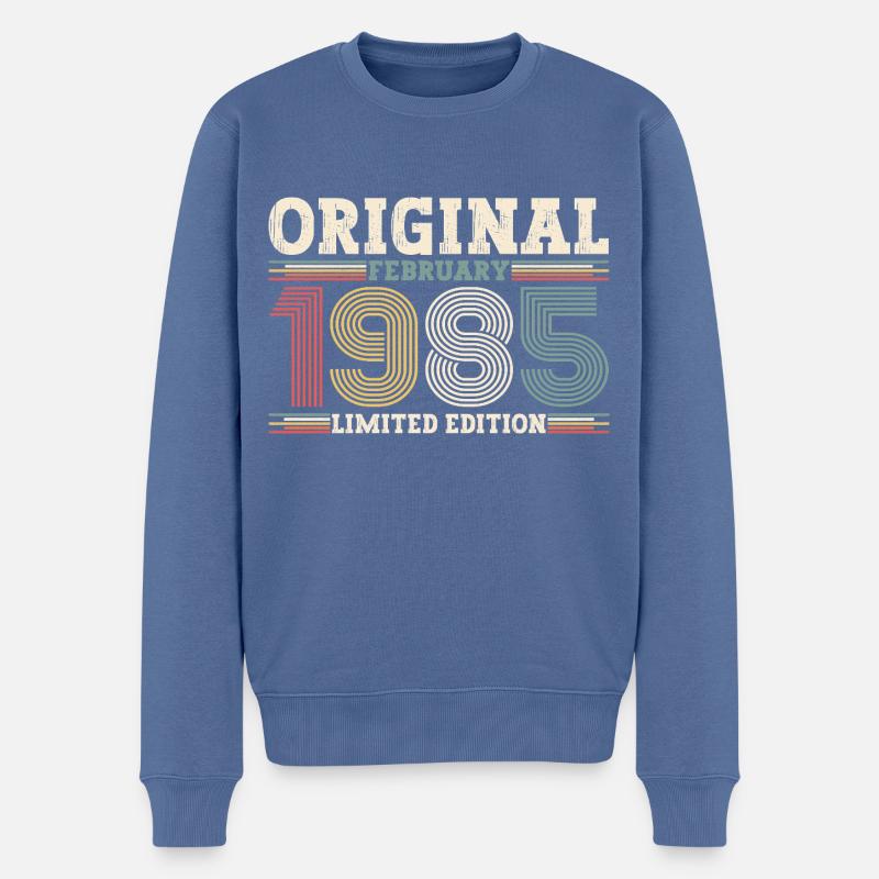 40. Geburtstag Geschenk Mann Original Februar 1985 - Männer Premium Bio Pullover - Taubenblau