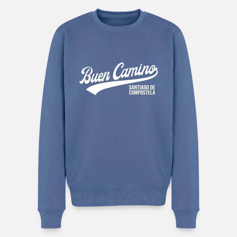 Buen Camino de Santiago de Compostela - Männer Premium Bio Pullover - Taubenblau