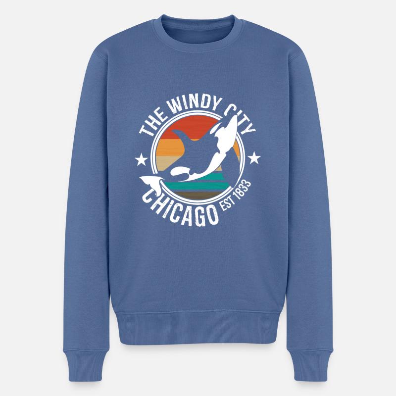 Chicago - Pull Premium bio Homme - bleu pigeon