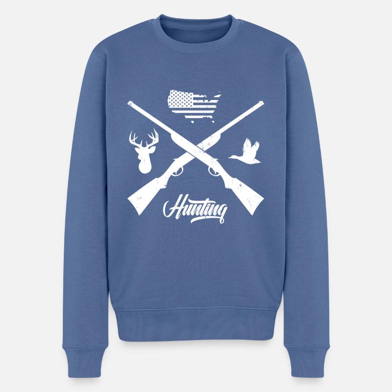 J’adore hunting USA - Pull Premium bio Homme - bleu pigeon