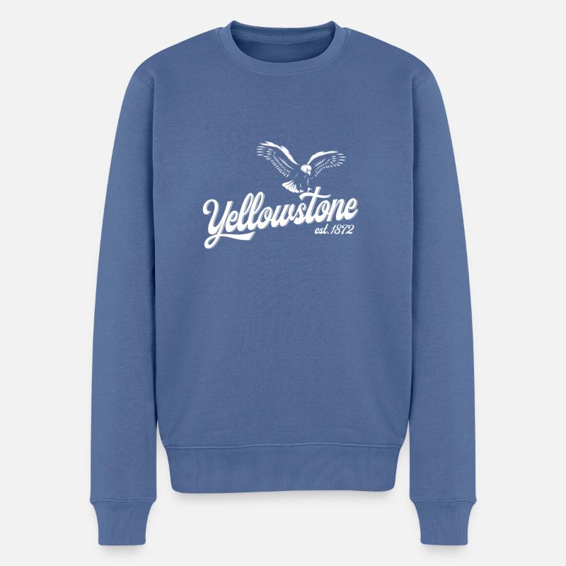 Yellowstone - Männer Premium Bio Pullover - Taubenblau