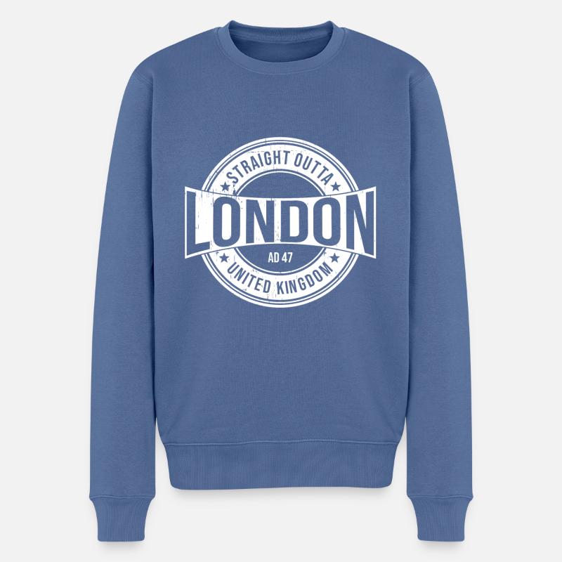 London - Männer Premium Bio Pullover - Taubenblau