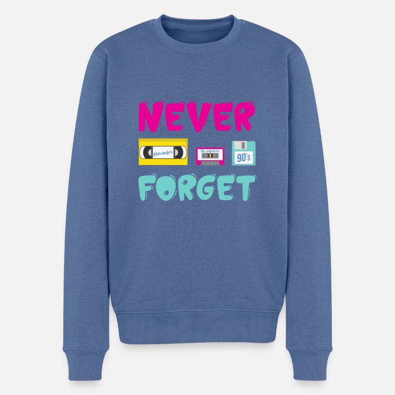 I LOVE the 90s - Männer Premium Bio Pullover - Taubenblau