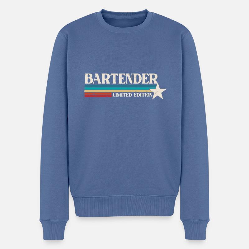Bartender Retro - Männer Premium Bio Pullover - Taubenblau