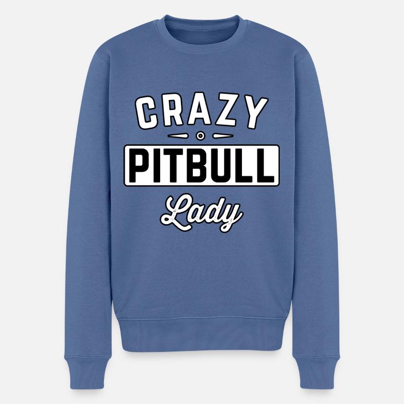Crazy Pitbull Lady - Pull Premium bio Homme - bleu pigeon