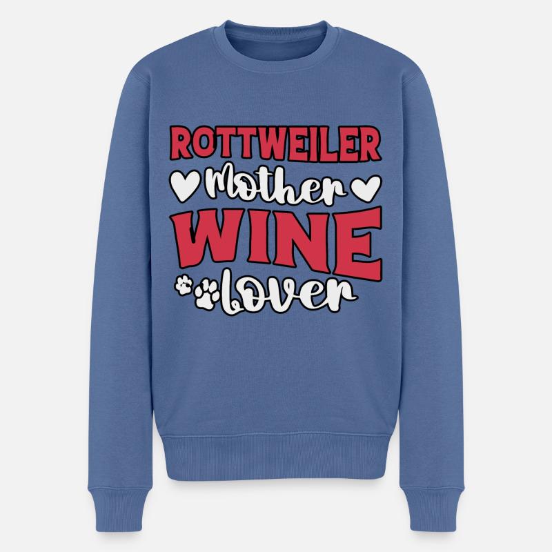 Rottweiler mère amateur de vin - Pull Premium bio Homme - bleu pigeon