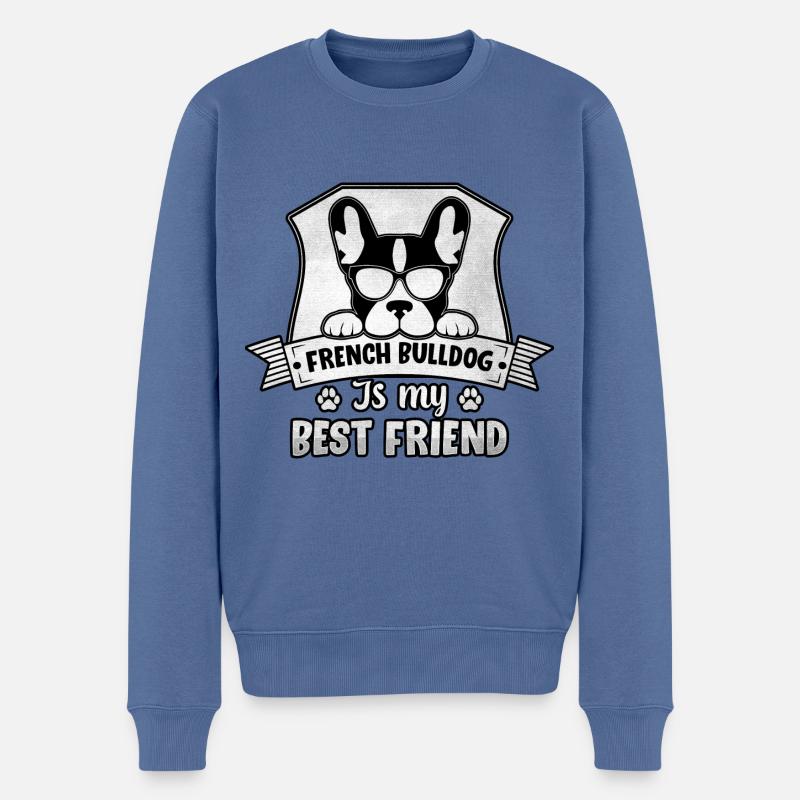 Le bouledogue français est mon meilleur ami - Pull Premium bio Homme - bleu pigeon