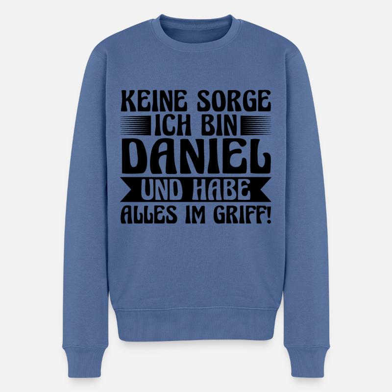 Prénom Daniel - Pull Premium bio Homme - bleu pigeon