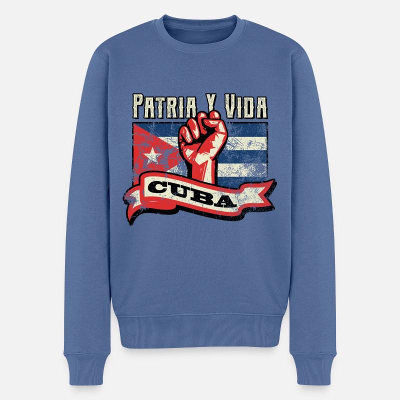 Patria Y Vida - Cuba Drapeau Faust Free Cuba SOS - Pull Premium bio Homme - bleu pigeon