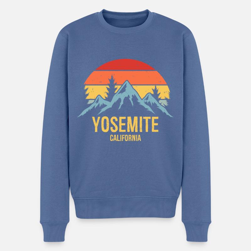 Yosemite California Retro Sunset - Pull Premium bio Homme - bleu pigeon