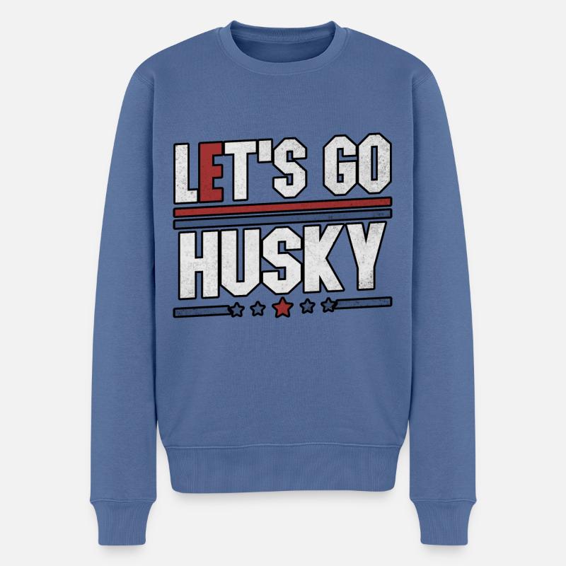 Let's go Husky - Männer Premium Bio Pullover - Taubenblau