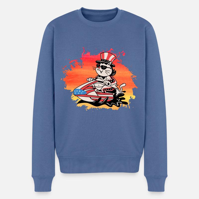 USA Katze Jetski - Männer Premium Bio Pullover - Taubenblau