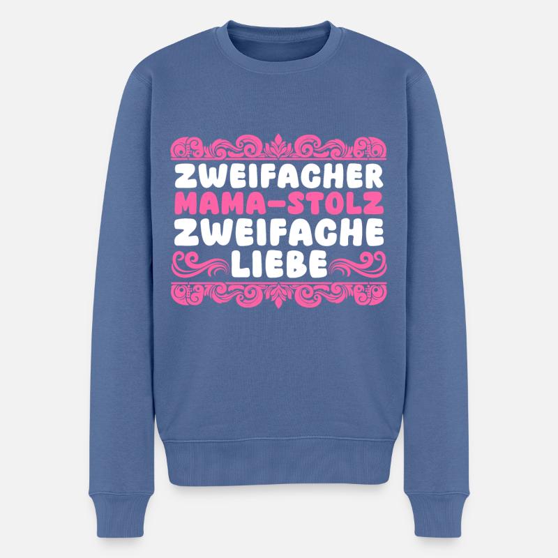 Mama Von 2 Kindern - Männer Premium Bio Pullover - Taubenblau