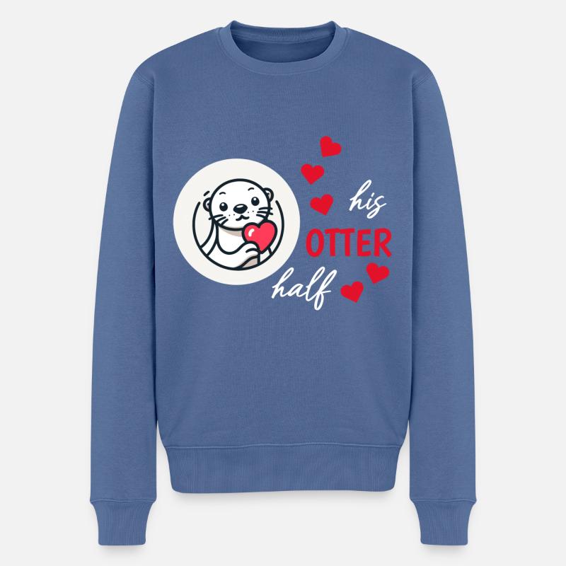 Loutre demi-amour cadeau - Pull Premium bio Homme - bleu pigeon