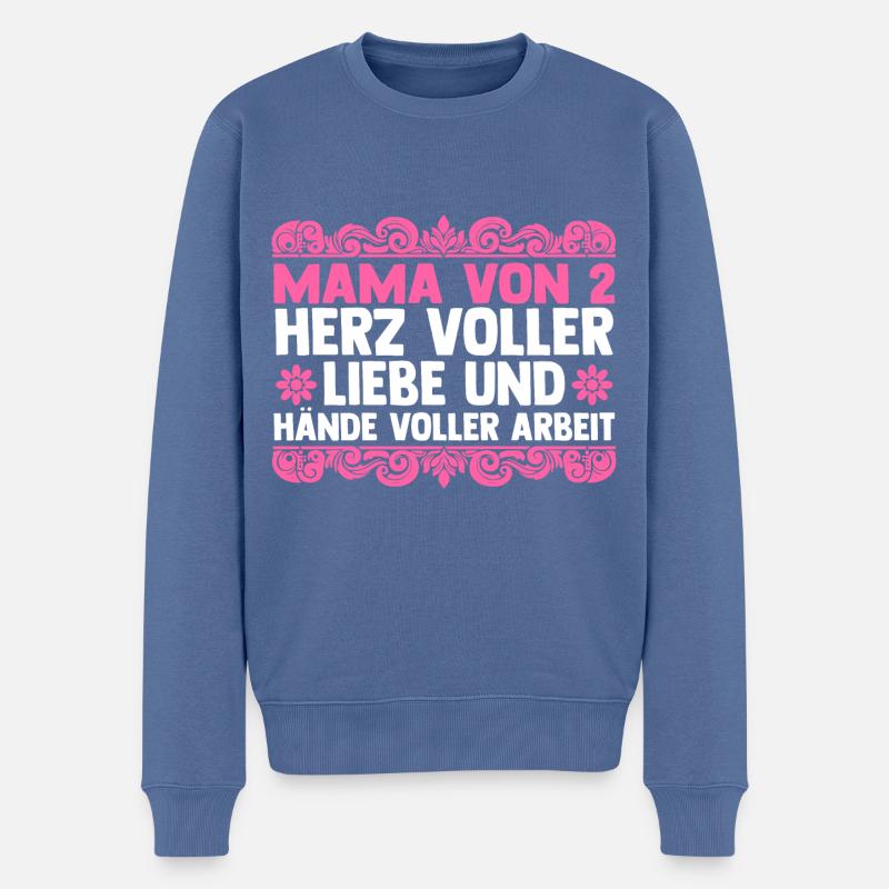 Mama Von 2 Kindern - Männer Premium Bio Pullover - Taubenblau
