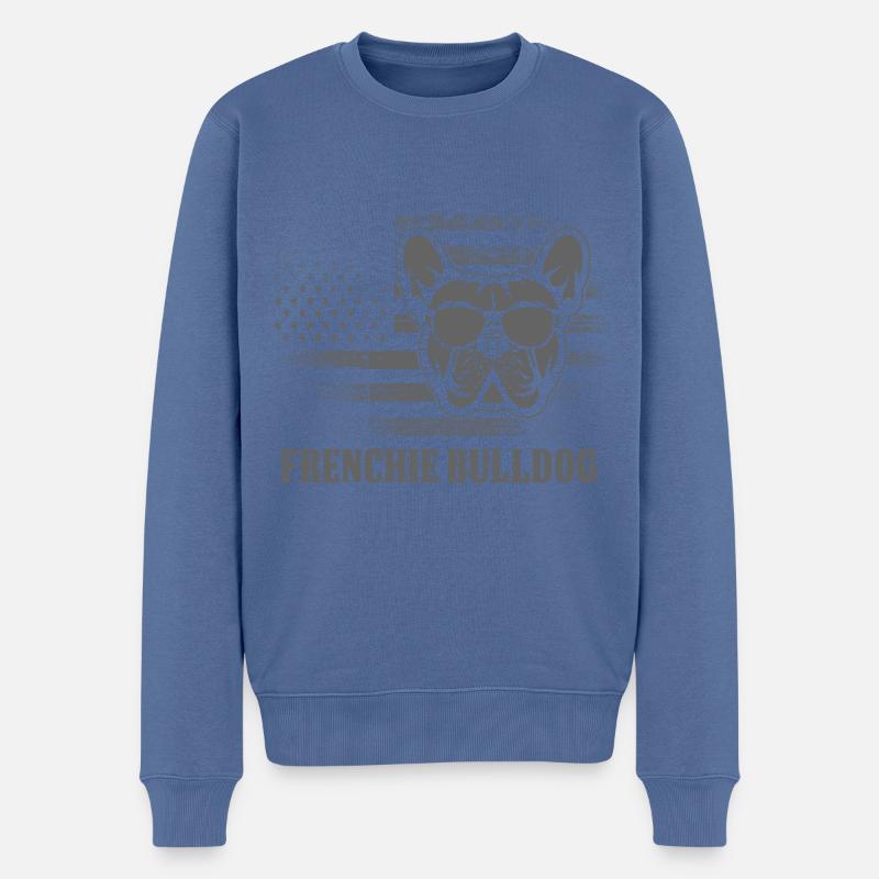 Frenchie Bulldog - Männer Premium Bio Pullover - Taubenblau