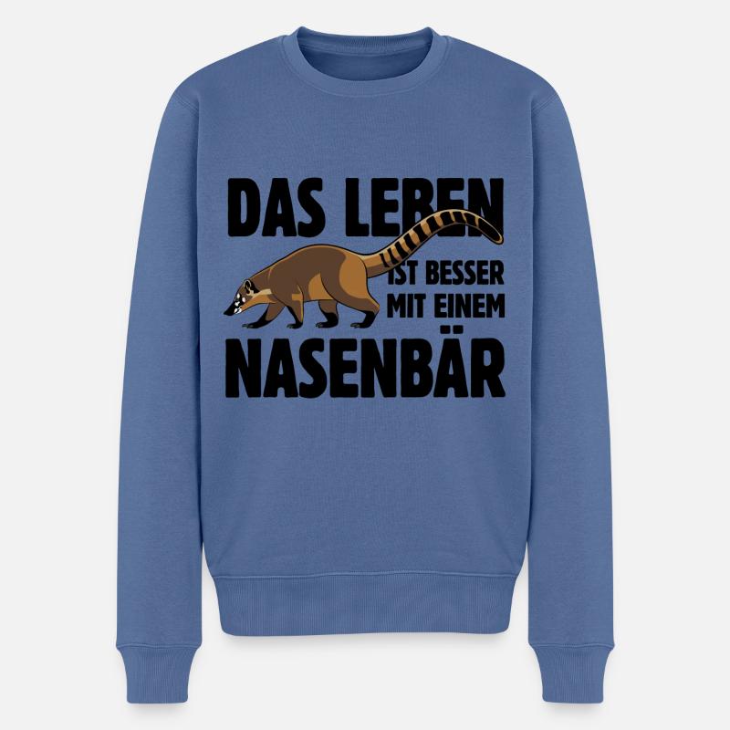 Das Leben ist besser mit einem Nasenbär - Männer Premium Bio Pullover - Taubenblau