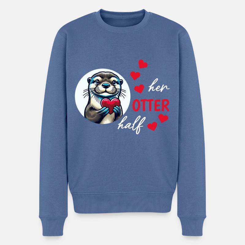 Otter half liebe geschenk - Männer Premium Bio Pullover - Taubenblau