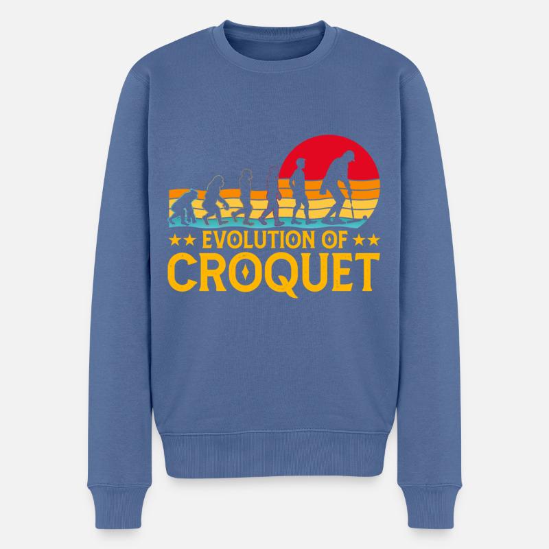 Évolution du croquet - Pull Premium bio Homme - bleu pigeon