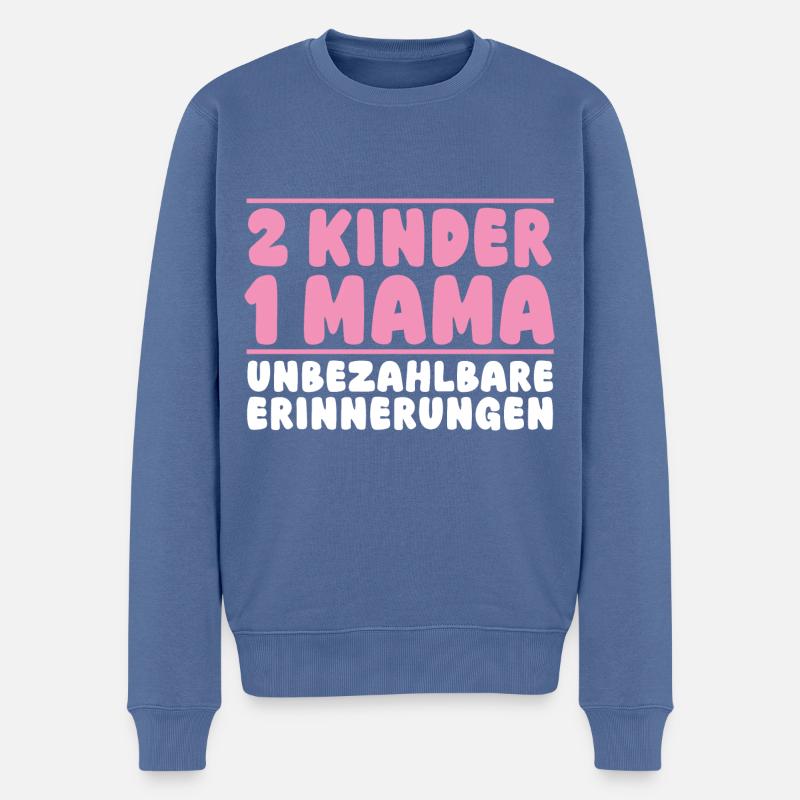 Mama Von 2 Kindern - Männer Premium Bio Pullover - Taubenblau