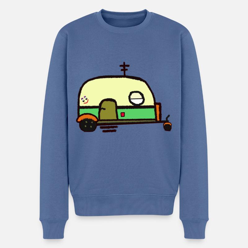 Wohnwagen Wohnmobil Anhänger Urlaub Camping Tour - Männer Premium Bio Pullover - Taubenblau