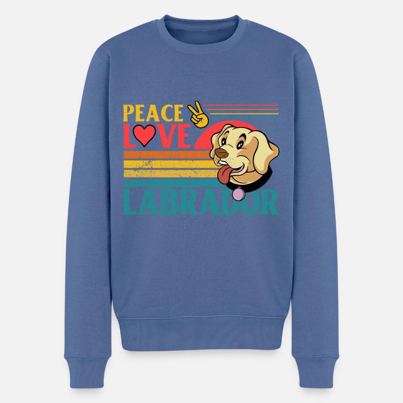Peace Love Labrador - Männer Premium Bio Pullover - Taubenblau