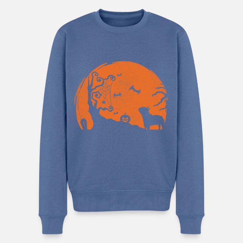Bouledogue français Halloween - Pull Premium bio Homme - bleu pigeon