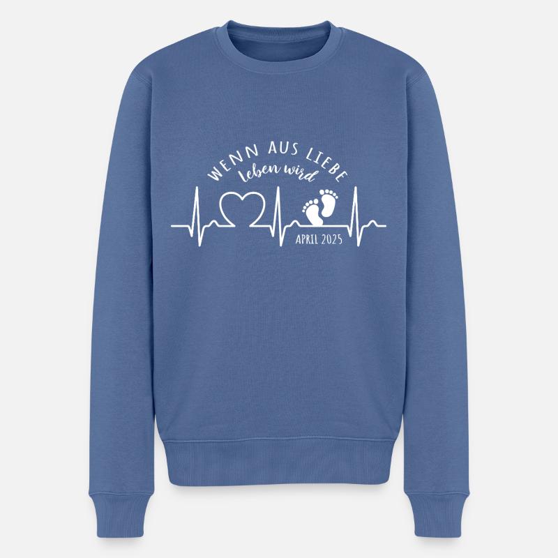 Wenn aus Liebe Leben wird EKG Kurve Baby April 25 - Männer Premium Bio Pullover - Taubenblau