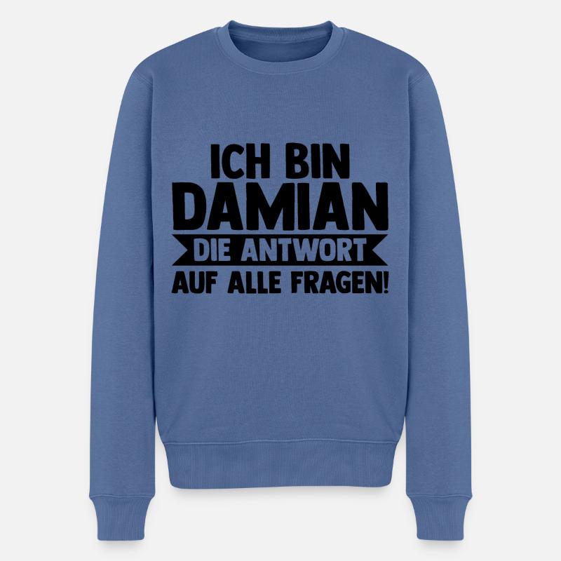 Vorname Damian - Männer Premium Bio Pullover - Taubenblau