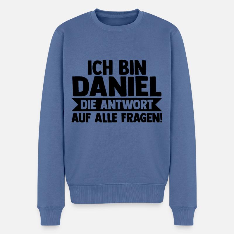 Prénom Daniel - Pull Premium bio Homme - bleu pigeon