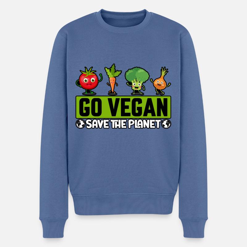 Go vegan save the planet - Männer Premium Bio Pullover - Taubenblau