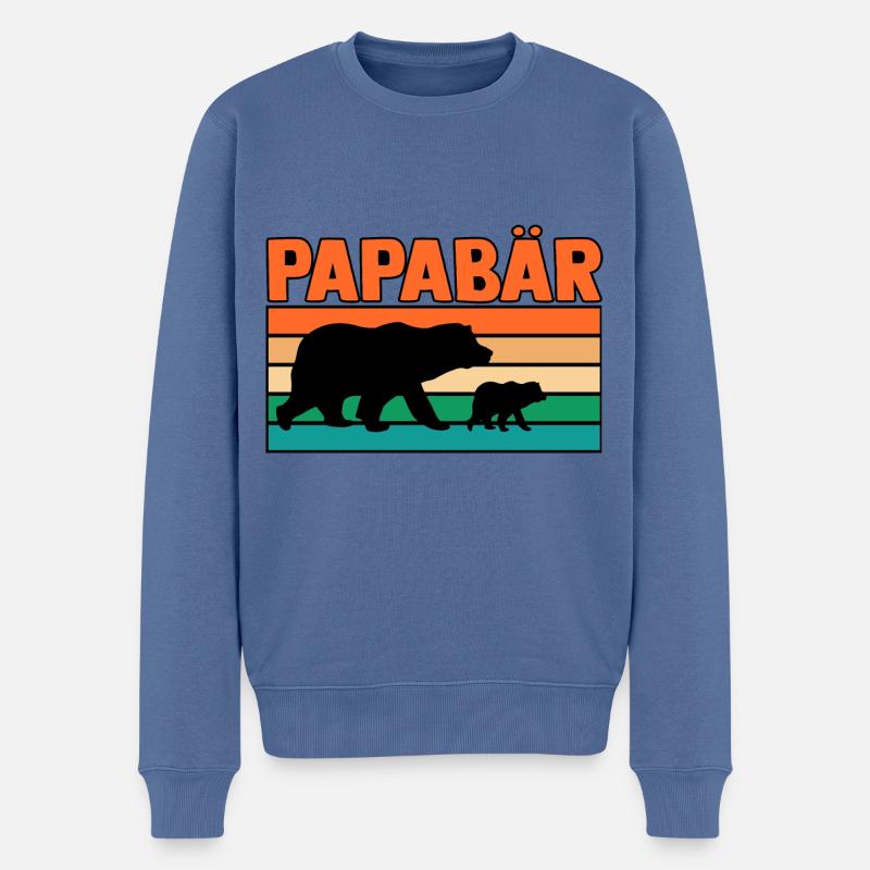 Papa Vater - Männer Premium Bio Pullover - Taubenblau