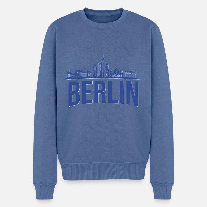 Berlin Skyline - Pull Premium bio Homme - bleu pigeon
