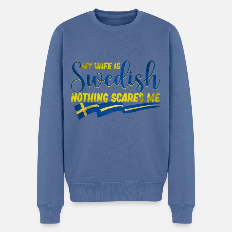 Schweden Ehemann - Männer Premium Bio Pullover - Taubenblau