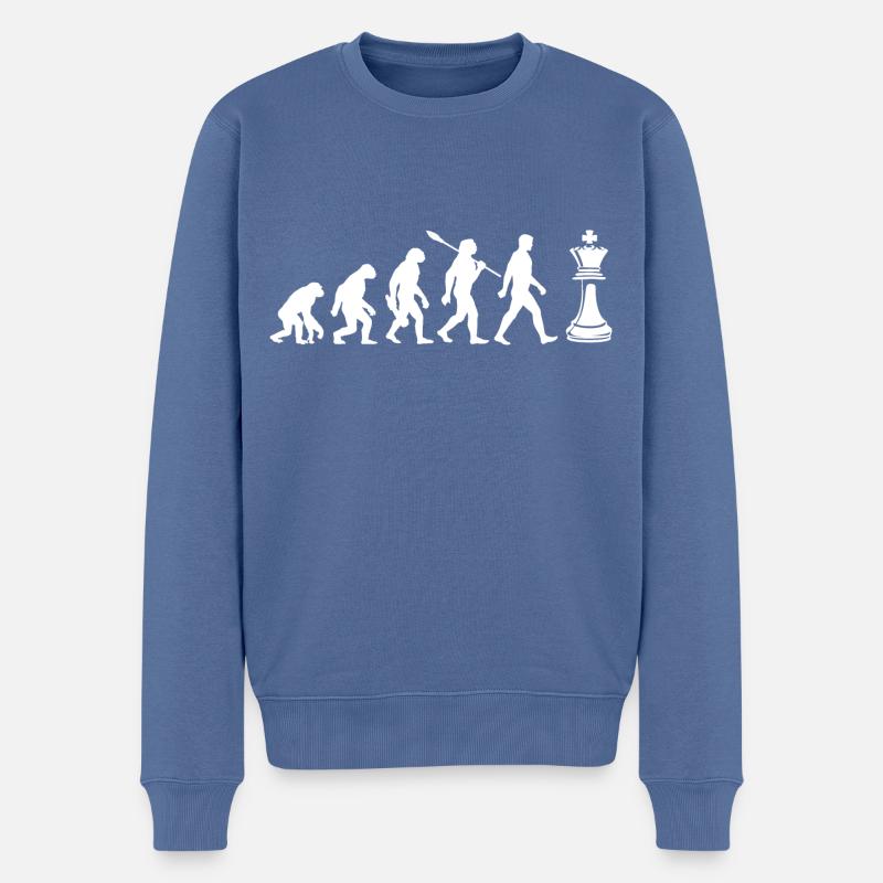 Evolution - Échecs - Joueurs d’échecs - Pull Premium bio Homme - bleu pigeon