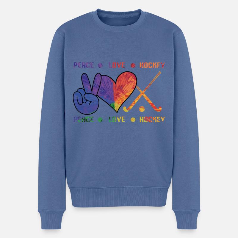 Peace Love Hockey - Männer Premium Bio Pullover - Taubenblau
