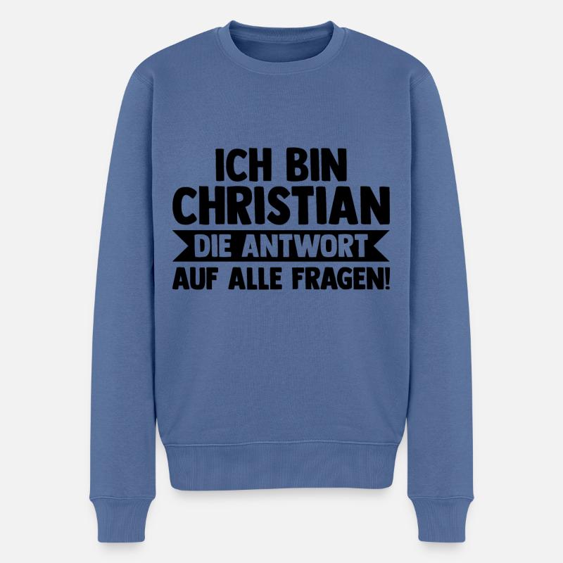 Vorname Chris Christian - Männer Premium Bio Pullover - Taubenblau