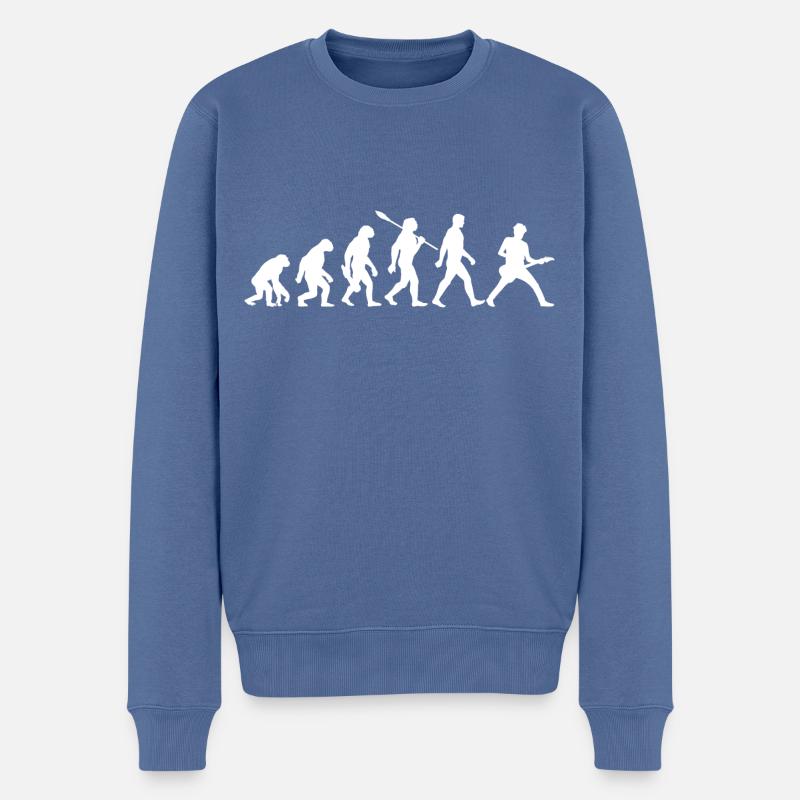 Evolution Guitariste Musicien Rock - Pull Premium bio Homme - bleu pigeon