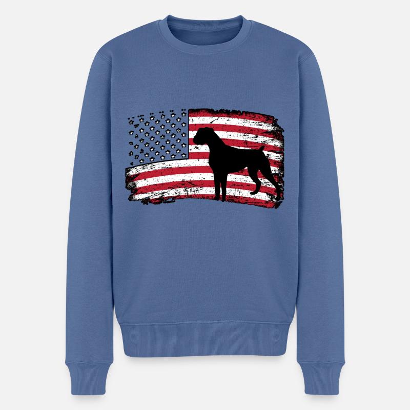 Boxer USA - Männer Premium Bio Pullover - Taubenblau