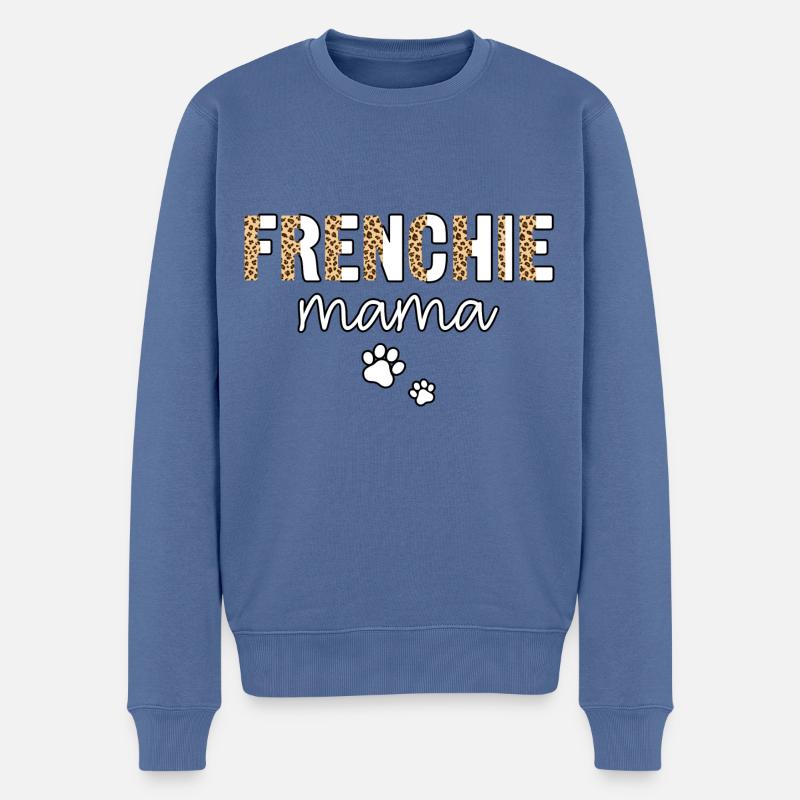 Frenchie mama - Pull Premium bio Homme - bleu pigeon