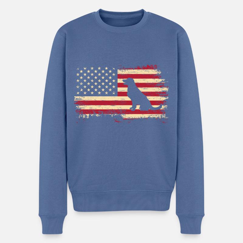 Labrador USA - Männer Premium Bio Pullover - Taubenblau
