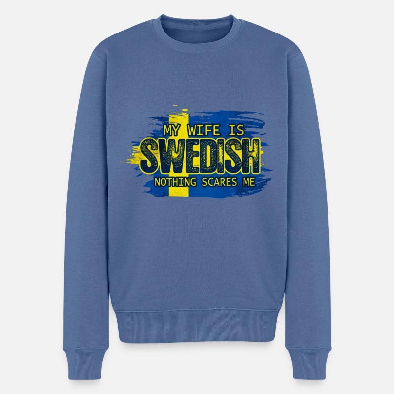 Schweden Ehemann Schwedisch - Männer Premium Bio Pullover - Taubenblau