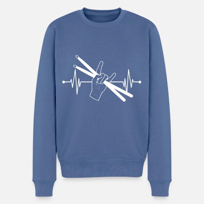 Schlagzeuger Drums and Sticks Herzschlag - Männer Premium Bio Pullover - Taubenblau
