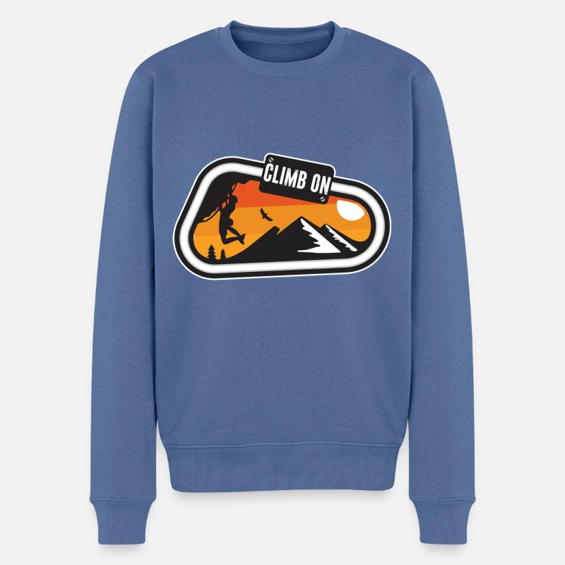 Klettern Bouldern Kletterer Bergsteiger Felsklette - Männer Premium Bio Pullover - Taubenblau