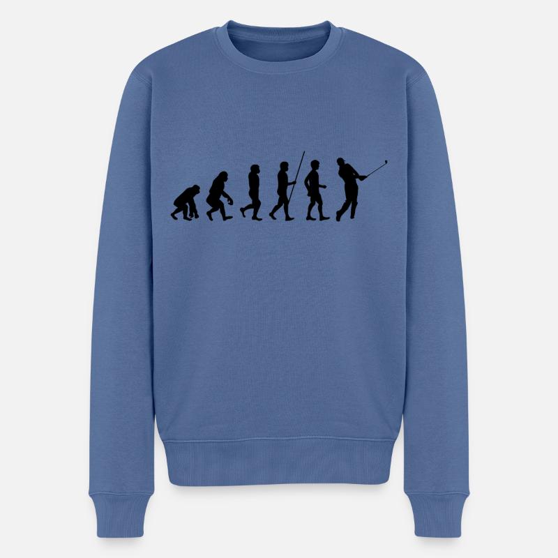 Golfer Golfen Golf Evolution schwarz - Männer Premium Bio Pullover - Taubenblau